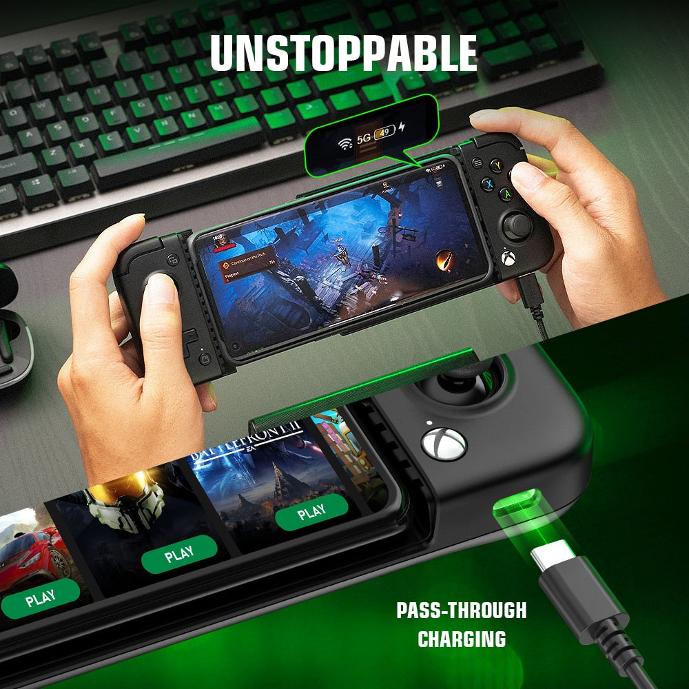thumbnail interactive-video image 1 of Wireless Mobile Cloud Gaming Controller - Compatible With Smartphones For Game Streaming 1 of 11