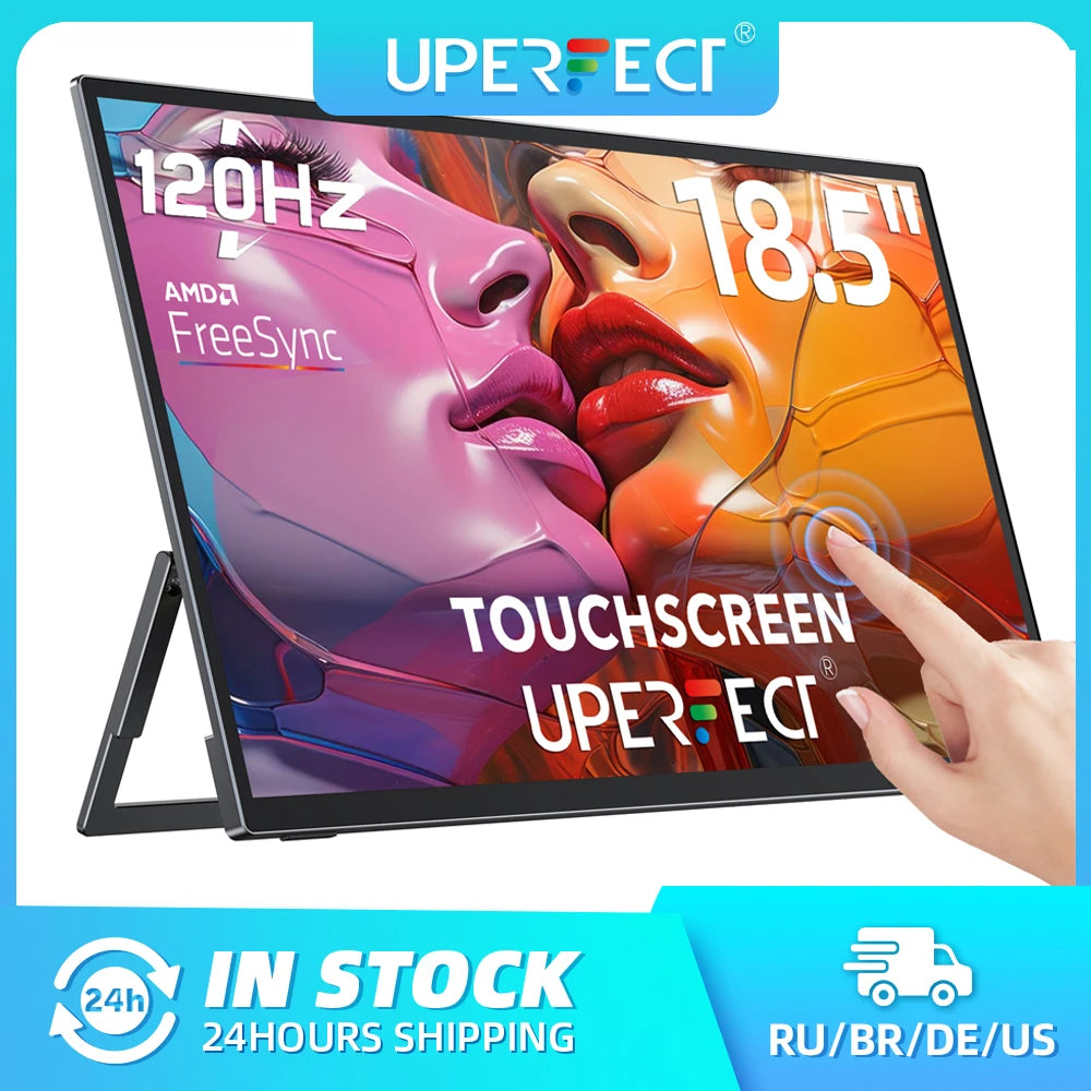 UPERFECT 18.5'' Portable Touchscreen 120hz Monitor 1080P HDMI Type-C HDR FreeSync Gaming Display for Laptop Phone Computer Xbox