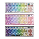 AULA F-NB98 Mechanical Keyboard Transparent 3 Mode Hot Swappable RGB Backlit  Multi-function Knob