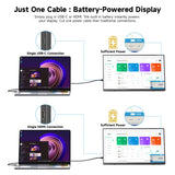 UPERFECT Wireless Portable Monitor Battery-Powered 8000mAh Support AirPlay Miracast 15.6" 1080P IPS USB-C HDMI External Display