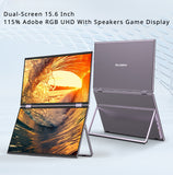 Sculptor Dual-Screen 15.6 Inch Portable Monitor  Screen 115% Adobe RGB UHD 1080P  Speakers Game Display