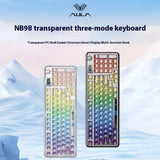 AULA F-NB98 Mechanical Keyboard Transparent 3 Mode Hot Swappable RGB Backlit  Multi-function Knob