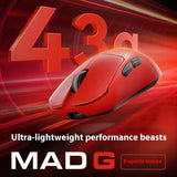 Madlions Mad G Max Kabellose Maus 8k Paw3395 43g Ultraleichte Dual-Mode-Gaming- und Büromaus 