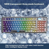 AULA F-NB98 Mechanical Keyboard Transparent 3 Mode Hot Swappable RGB Backlit  Multi-function Knob