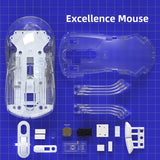EWEADN Q8 2.4G Wireless+Bluetooth Transparent Dual Mode Mouse Mechanical Mute E-sports Game RGB Macro