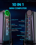 Chatreey AMR5 Mini PC Ryzen 5 5600U Colorful Lighting Gaming Desktop Computer Dual m.2 SSD Wifi6 BT 5.2 Pre-install Windows 11