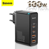 Baseus GaN2 Pro 100W USB PD 4-Port Wall Charger Dual 100W USB-C PD Dual 60W USB-A QC3.0 With 100W USB-C to USB-C Cable[GaN Tech]