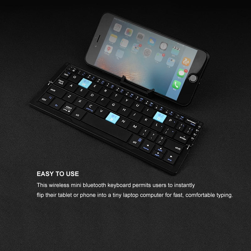 B.O.W Mini Keyboard for Phone / Tablet , Slim &amp; Light Folding  Portable Keyboard 3 Bluetooth Devices Connection