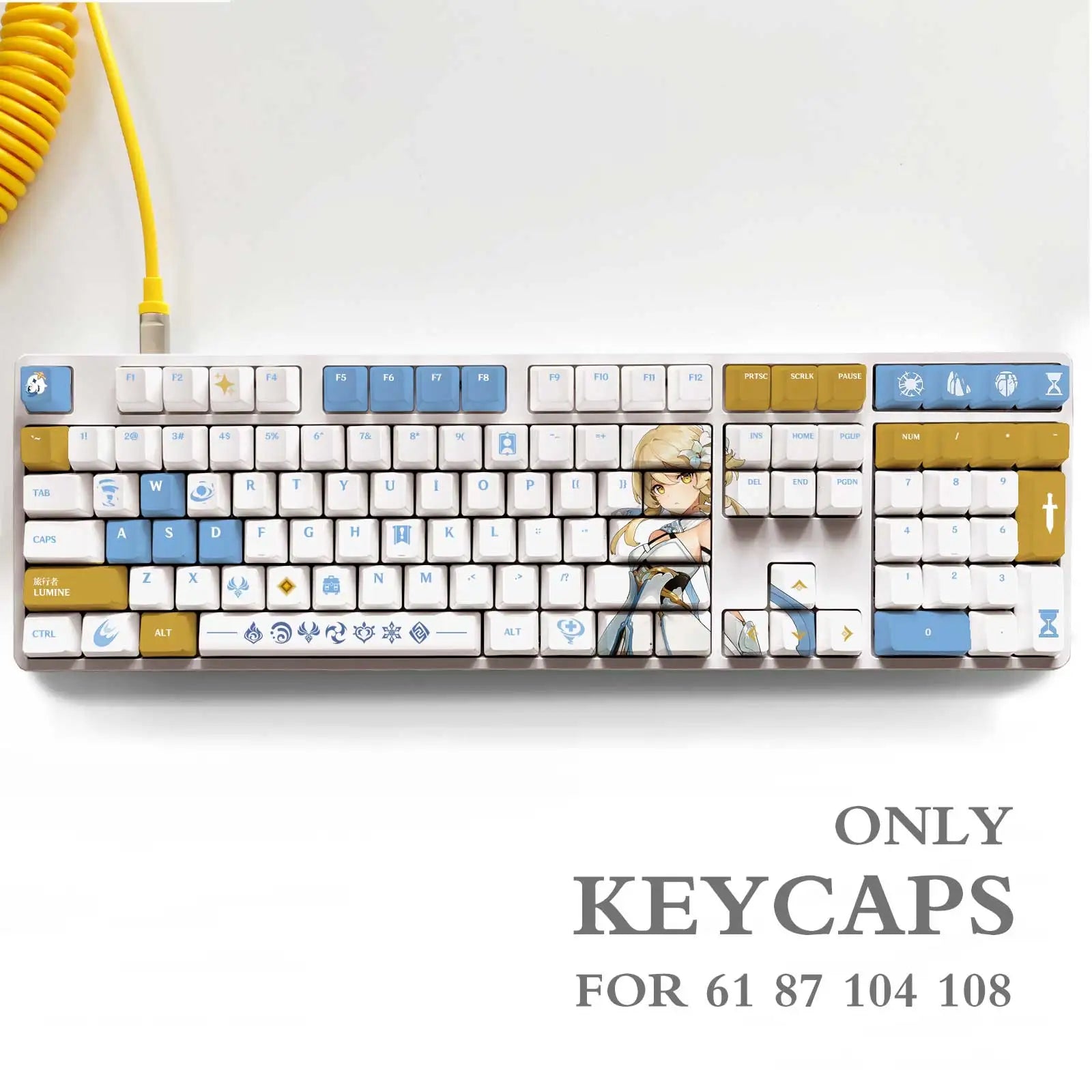 Genshin Impact NAHIDA NILOU Pbt Material Keycaps Set for ANSI 61 87 104 108 keys Mechanical Keyboard Oem Profile Only KeyCaps