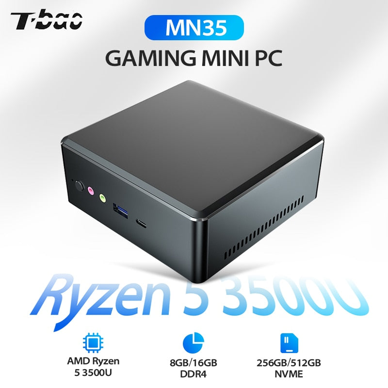 T bao MN35 MINI PC AMD Ryzen 5 3550H 16GB DDR4 512GB NVME SSD Windows 10 for Gamer Computer