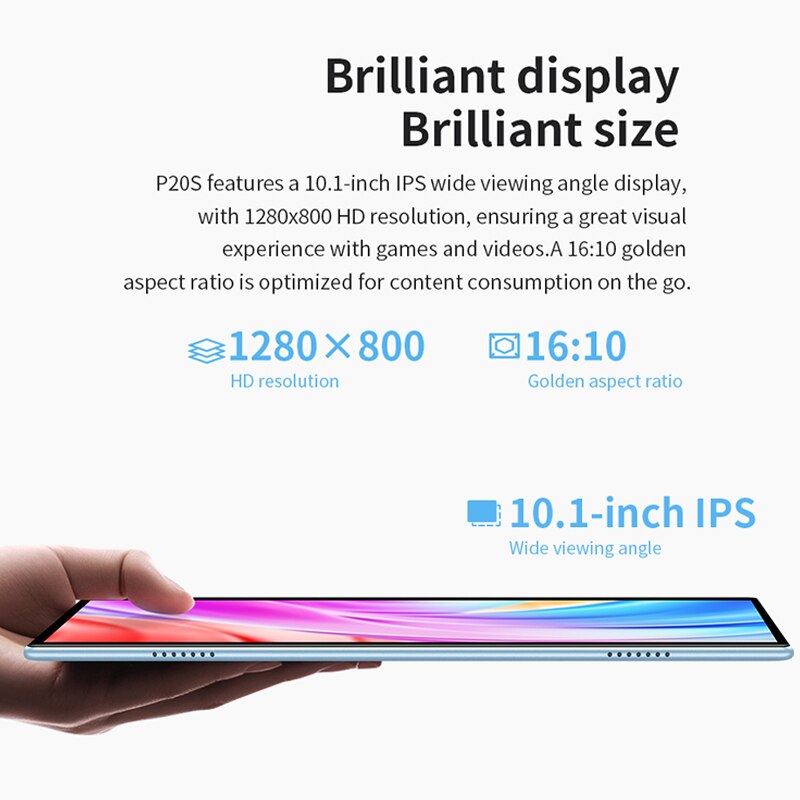 Teclast P20S 10.1 Inch Tablet Android 12 4GB RAM 64GB ROM 1280X800 IPS MTK P22 Octa Core Dual Cameras 4G Network Wifi GPS Type-C