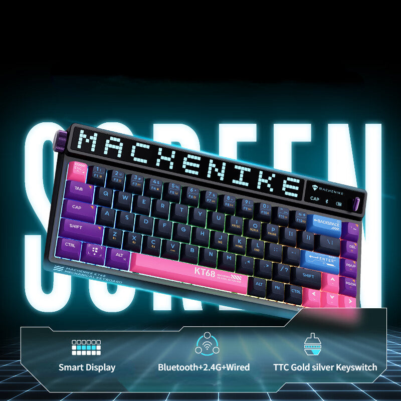 Machenike KT68 Wireless mechanical keyboard with LED Smart Screen